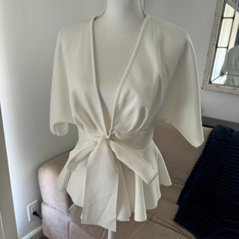 SHEIN white Deep V neck Shirt